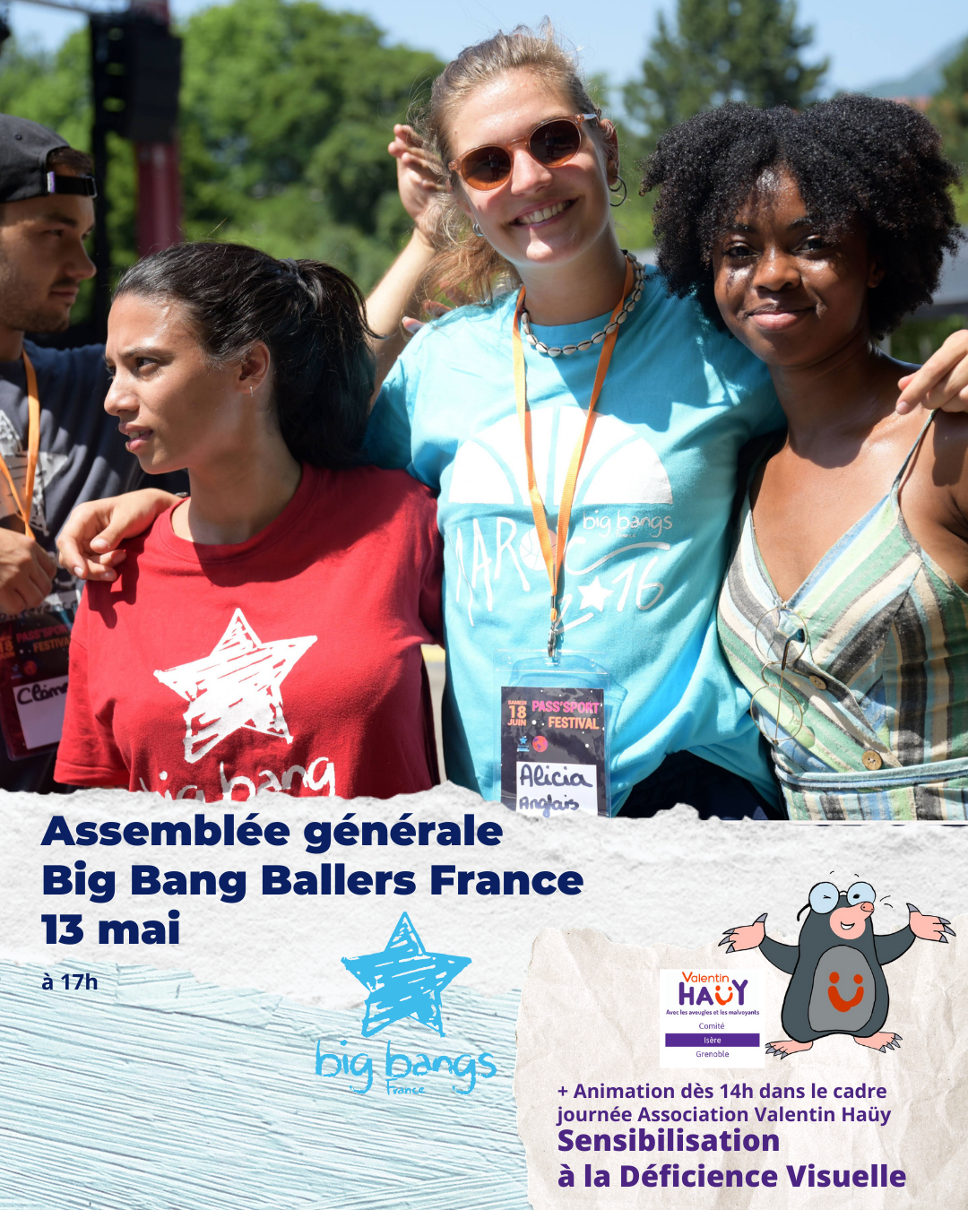 Visuel Assemblée générale 13 mai des Big Bang Ballers à la Bifurk avec l'association Valentin Haüy